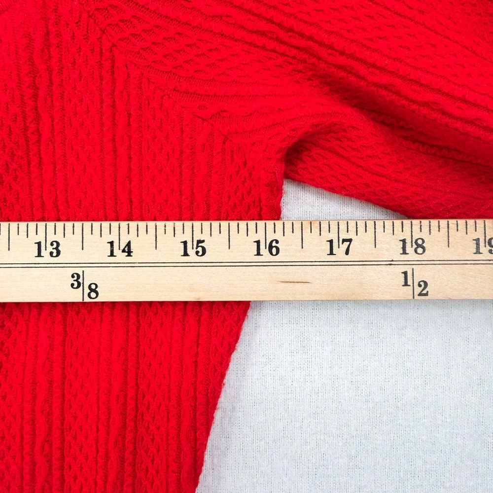 SEZANE Alessia Top Womens Large Red Square Neck Knit Puff Sleeve Sweater French - Picture 14 of 16